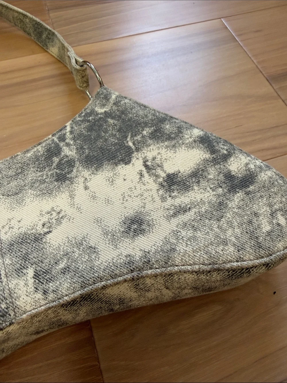 H&M Black and White Denim Marble-Effect Shoulder Bag